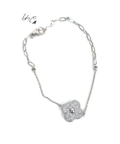 1.11 Carat Lab Diamond 6-8″ Bracelet .925 Sterling Silver Flower 8