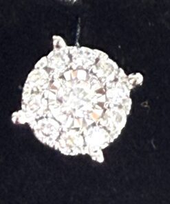 .12 TCW Natural Diamonds Round Cluster Stud Earrings in 10K White Gold 3