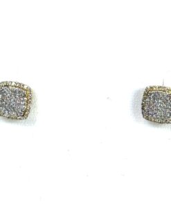 .5 TCW Natural Diamonds Square Stud Earrings in 14K Yellow Gold 4