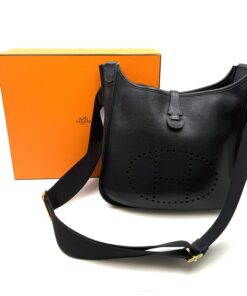 Hermes Evelyne PM Black Clemence Leather Gold HW 3