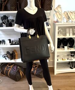 Fendi Black on Black Medium Sunshine Shopper Vitello King 3