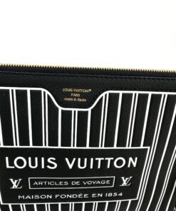 Louis Vuitton Calfskin Neverfull Inside Out MM Pochette Black with gold/black chain 14