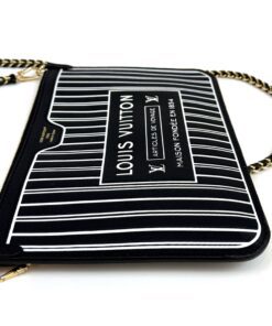 Louis Vuitton Calfskin Neverfull Inside Out MM Pochette Black with gold/black chain 8