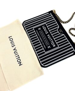 Louis Vuitton Calfskin Neverfull Inside Out MM Pochette Black with gold/black chain 4