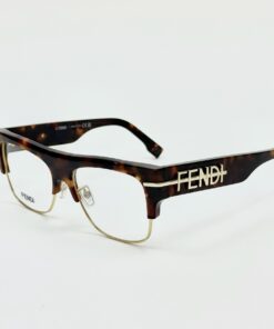 Fendi FE50095U 055 Unisex Havana Square Eyeglasses Frames Unisex
