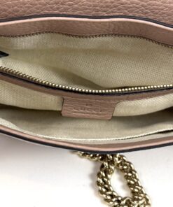 Gucci Rose/Taupe Leather Soho Flap Chain Crossbody (Copy) 7