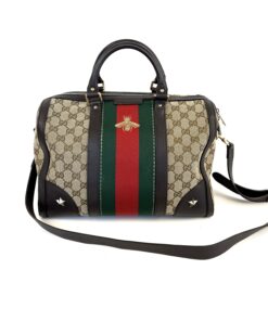 Gucci Medium Boston Web Bee Satchel Crossbody 27
