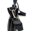 Silver strap clip and hardware at the side