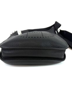 Hermes Evelyne PM Black Clemence Pebbled Leather with Silver Hardware 10