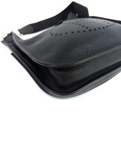 Hermes Evelyne PM Black Clemence Pebbled Leather with Silver Hardware 19