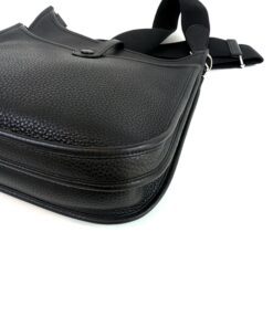 Hermes Evelyne PM Black Clemence Pebbled Leather with Silver Hardware 17