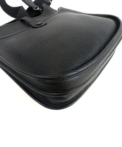 Hermes Evelyne PM Black Clemence Pebbled Leather with Silver Hardware 16