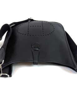 Hermes Evelyne PM Black Clemence Pebbled Leather with Silver Hardware 15