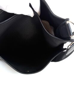 Hermes Evelyne PM Black Clemence Pebbled Leather with Silver Hardware 12