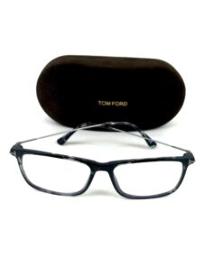 Tom Ford Shiny Black Grey Blue Light Block Frames with Silver Unisex 3