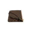 Pochette laid flat with the strap coiled on top