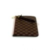 Three quarter view with the zip pull and leather tab