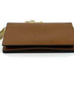 Fendi Roma Caramel Brown Leather Roma WOC with Gold Crossbody Chain 5