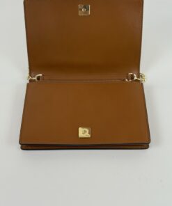 Fendi Roma Caramel Brown Leather Roma WOC with Gold Crossbody Chain 14