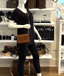 Fendi Roma Caramel Brown Leather Roma WOC with Gold Crossbody Chain 2