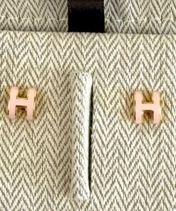 Hermes Mini Pop H Earrings Light Pink Yellow Gold 1