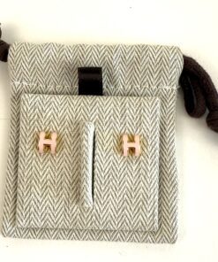 Hermes Mini Pop H Earrings Light Pink Yellow Gold 5