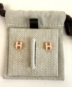 Hermes Mini Pop H Earrings Light Pink Yellow Gold 4