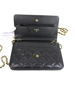 CHANEL Black Classic Caviar Leather Wallet On Chain WOC Shoulder Bag Crossbody GHW 9