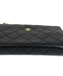 CHANEL Black Classic Caviar Leather Wallet On Chain WOC Shoulder Bag Crossbody GHW 15