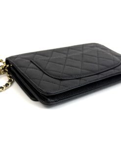 CHANEL Black Classic Caviar Leather Wallet On Chain WOC Shoulder Bag Crossbody GHW 13
