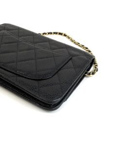 CHANEL Black Classic Caviar Leather Wallet On Chain WOC Shoulder Bag Crossbody GHW 12