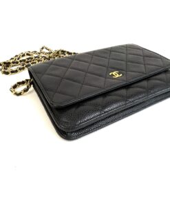 CHANEL Black Classic Caviar Leather Wallet On Chain WOC Shoulder Bag Crossbody GHW 11