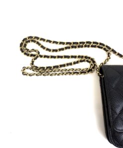 CHANEL Black Classic Caviar Leather Wallet On Chain WOC Shoulder Bag Crossbody GHW 22