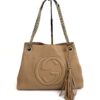Gucci Pebbled Calfskin Medium Soho Chain Shoulder Bag Beige 18