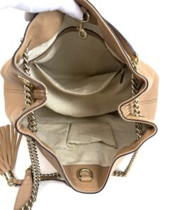Gucci Pebbled Calfskin Medium Soho Chain Shoulder Bag Beige 10