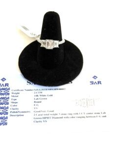 2 Carat 3 Stone Emerald Cut Lab Diamond Engagement Ring in 14K White Gold 3