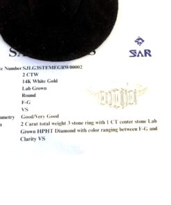 2 Carat 3 Stone Emerald Cut Lab Diamond Engagement Ring in 14K White Gold 13