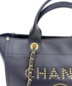 Chanel Small Caviar Deauville Tote Navy Gold Hardware 27