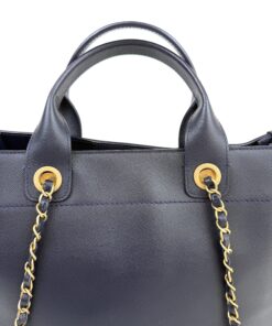 Chanel Small Caviar Deauville Tote Navy Gold Hardware 24