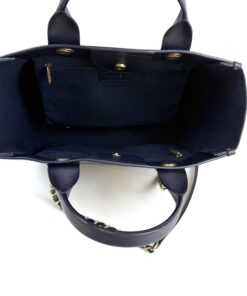 Chanel Small Caviar Deauville Tote Navy Gold Hardware 19