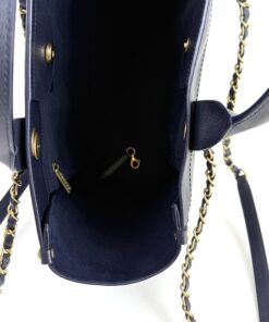 Chanel Small Caviar Deauville Tote Navy Gold Hardware 18