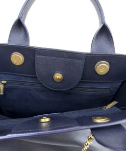 Chanel Small Caviar Deauville Tote Navy Gold Hardware 28