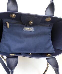 Chanel Small Caviar Deauville Tote Navy Gold Hardware 22