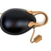 Black calfskin side of the Egg Bag with the leather handle