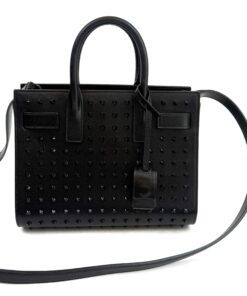 YSLCalfskin Black Studded Nano Sac De Jour Black 24