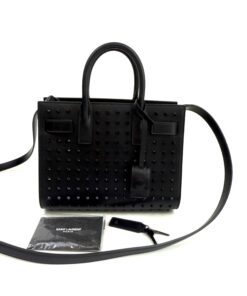 YSLCalfskin Black Studded Nano Sac De Jour Black 23