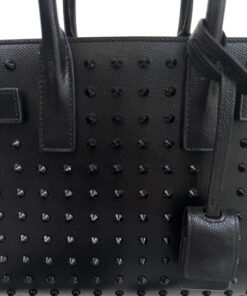 YSLCalfskin Black Studded Nano Sac De Jour Black 22
