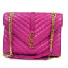 YSL ENVELOPE MEDIUM IN CHEVRON GRAIN DE POUDRE EMBOSSED LEATHER HOT PINK 24