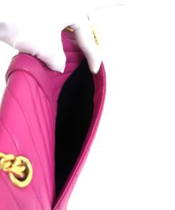 YSL ENVELOPE MEDIUM IN CHEVRON GRAIN DE POUDRE EMBOSSED LEATHER HOT PINK 19
