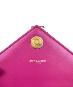 YSL ENVELOPE MEDIUM IN CHEVRON GRAIN DE POUDRE EMBOSSED LEATHER HOT PINK 13